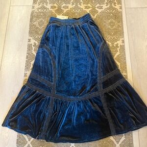 Elegant Blue Velvet Skirt